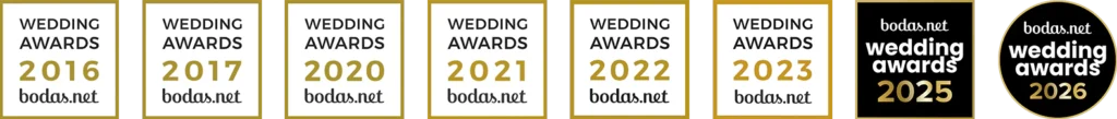 Sellos de los Wedding Awards de bodas.net obtenidos por La Regenta entre 2016 y 2026